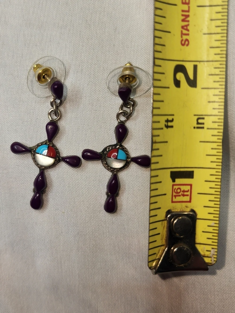 Vintage Zuni Style Cross Earrings